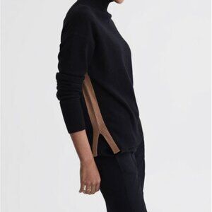 Reiss Blue Alexis Wool Blend Roll Neck Jumper